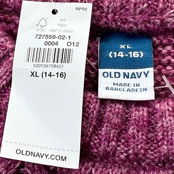 Old Navy Ruffle Crew Neck Pullover Cable Knit Sweater Artichoke Blossom Girls XL - Picture 7 of 11